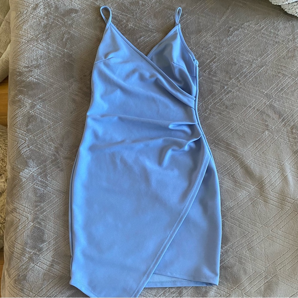 Amazon Verdusa’s Sexy Ruched Side Asymmetric V-neck Bodycon Dress Size XS - Picture 6 of 10